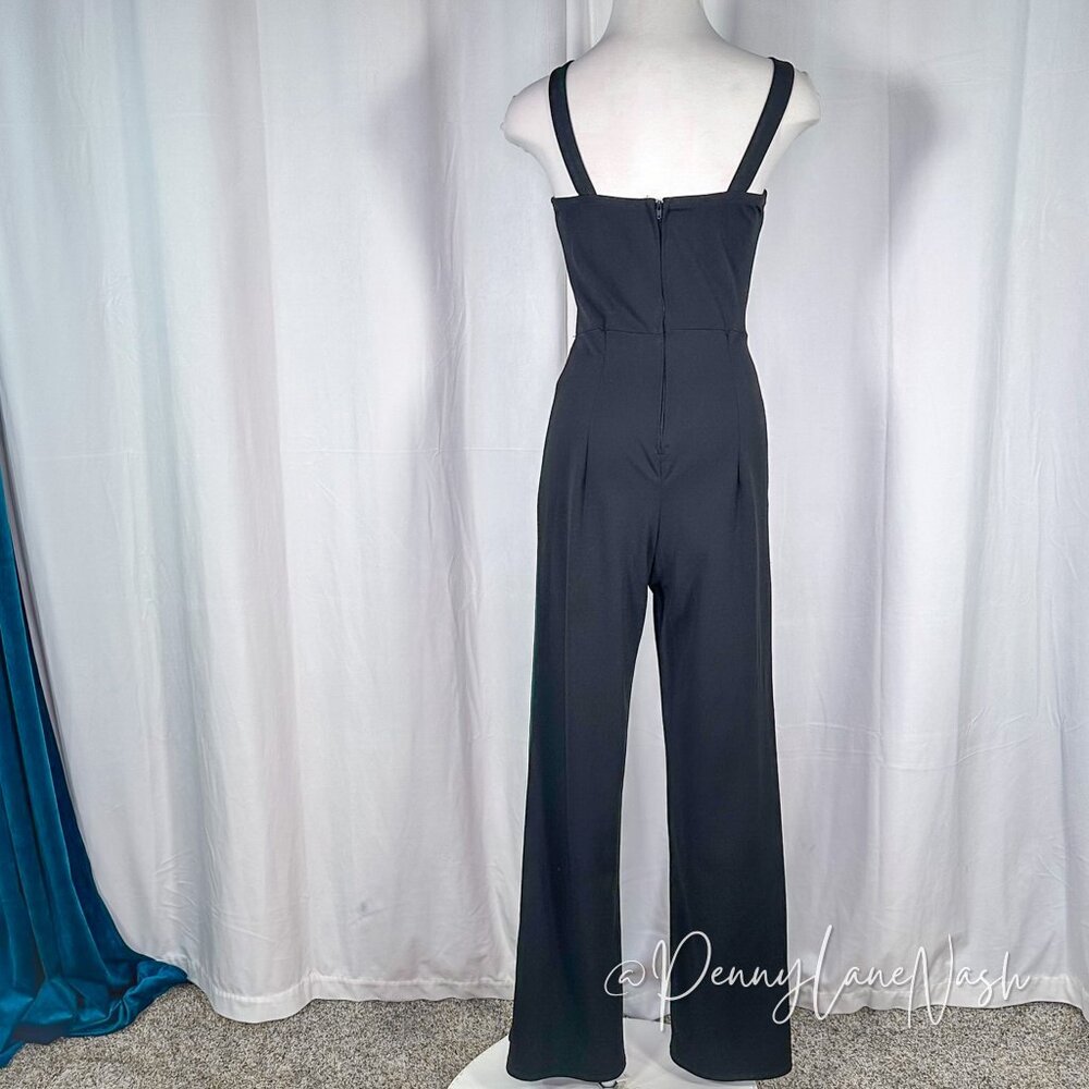 Charlotte Russe Sleeveless Side Striped Jumpsuit Black - Picture 8 of 11
